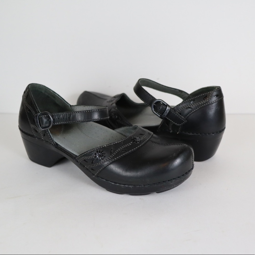 DANSKO | Black Leather Mary Jane Clogs Size 39